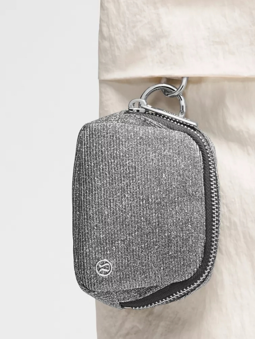 NWT Lululemon Everywhere Belt Bag Nano Glitter Gray Mini Clip Pouch Keychain - Picture 2 of 4